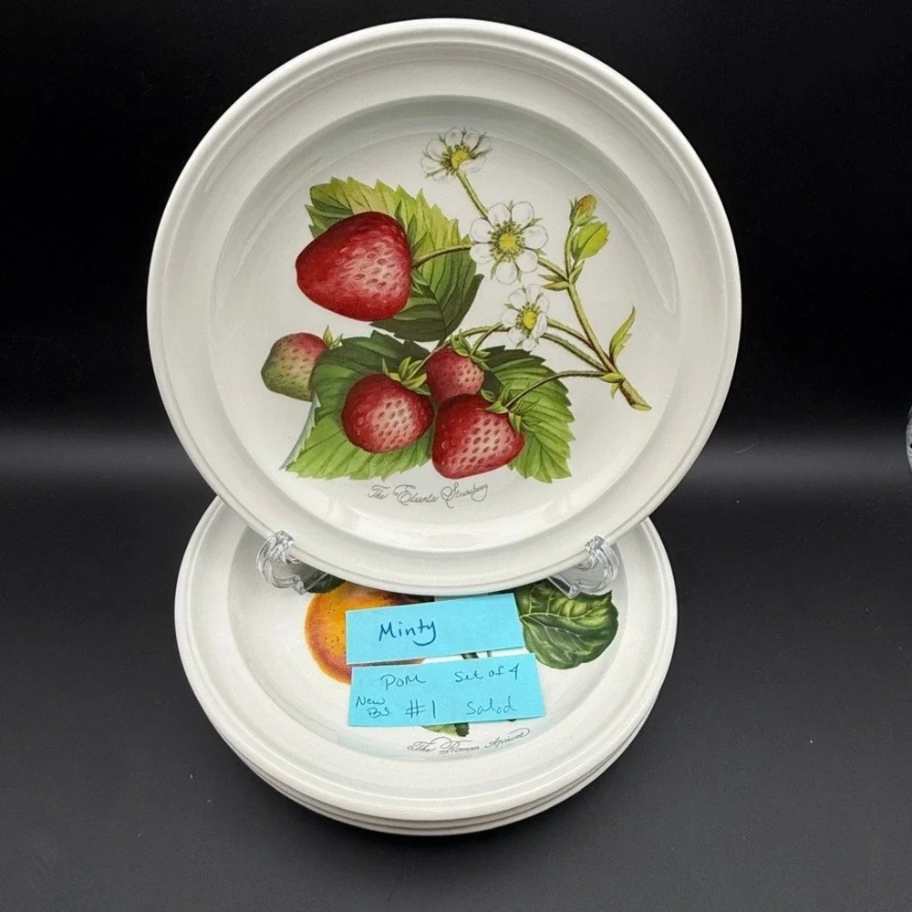 Set Of 4 Portmeirion Pomona Goddess of Fruits Salad Plates 8 1/2